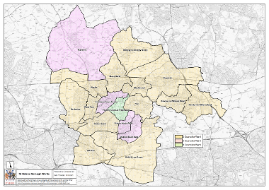 Map of St Helens, showing electoral wards by number of councillors